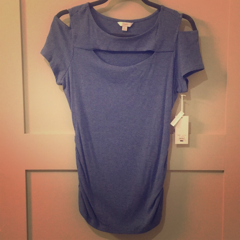 Blue tee with cutouts